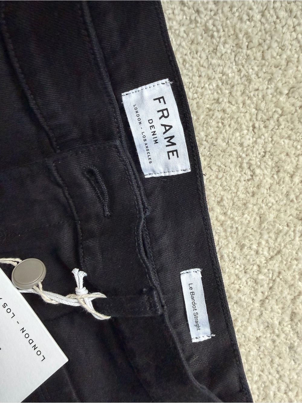 Frame Denim Black Le Bardot Straight-Leg Jeans with Raw Hem - Picture 3 of 4